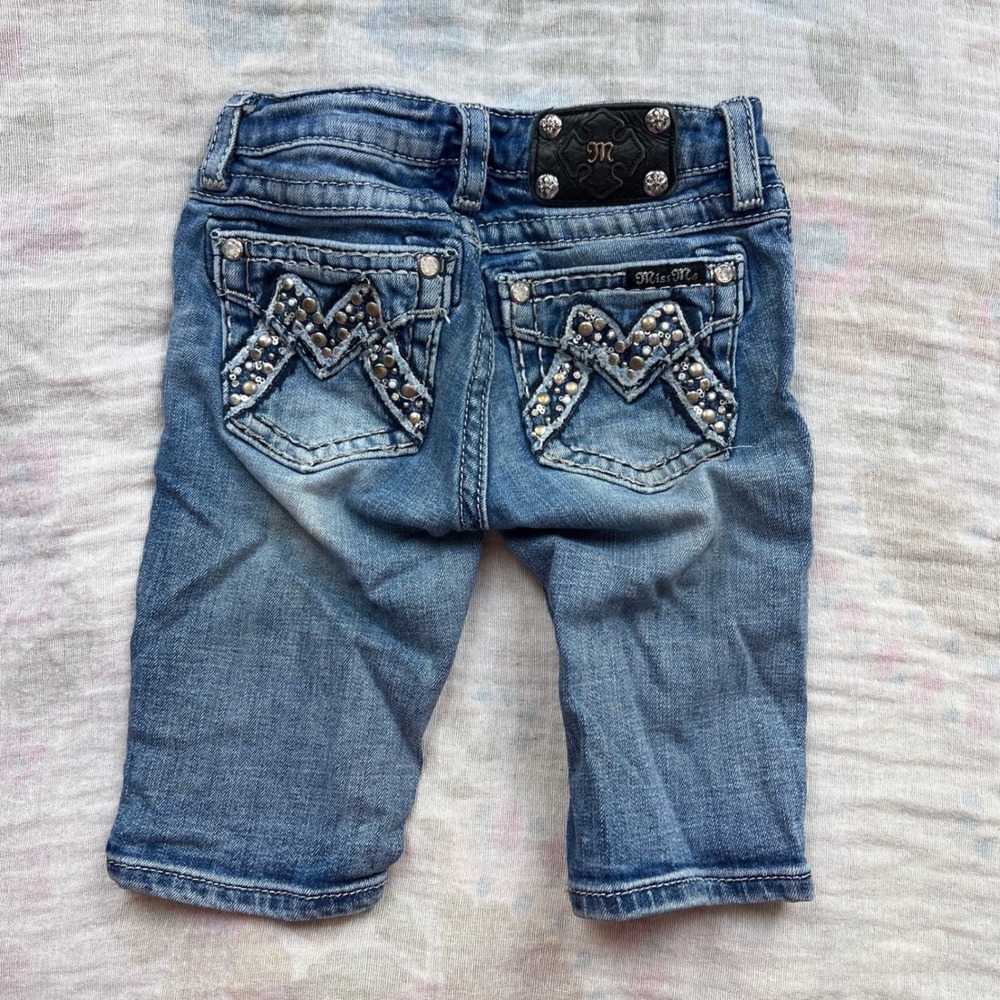 Miss Me Skinny Jeans Girls 10 Studded Rhinestone Medium Wash Denim Western Bling